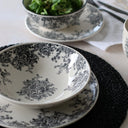 Lot de 6 assiettes creuses 20.5cm en grès décor noir Florali