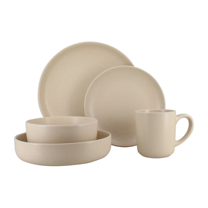 Lot de 6 assiettes plates 27cm en grès beige Arita