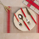 Lot de 6 sets de table tissé rouge et beige 45x30cm