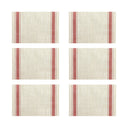 Lot de 6 sets de table tissé rouge et beige 45x30cm