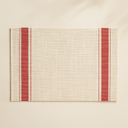Lot de 6 sets de table tissé rouge et beige 45x30cm