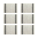 Lot de 6 sets de table tissé noir et beige 45x30cm