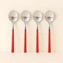 Lot de 6 cuillères à café magenta 16.5cm en acier inoxydable Colorama