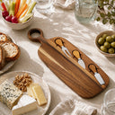 Planche à découper en bois d'acacia 49x16cm avec 3 couteaux