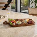 Planche à découper en bois d'acacia 49x16cm avec 3 couteaux